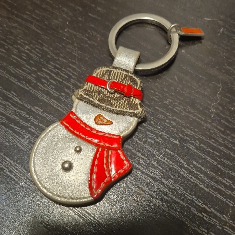 Coach Silver and Orange Keychain